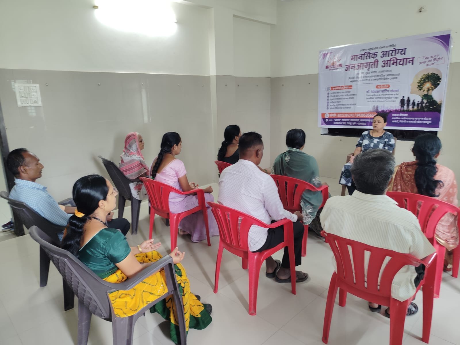 Participants attending PRAYAGAM's skill development and mental well-being session
